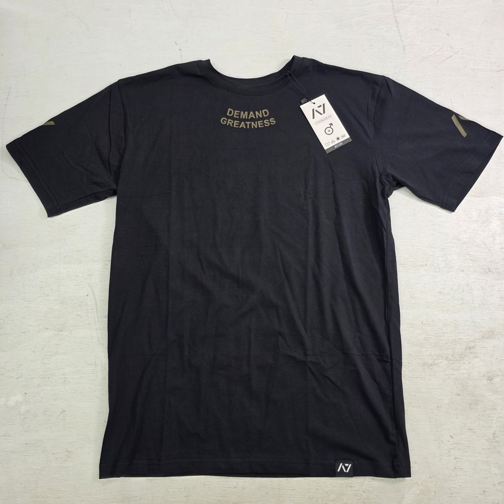 A7 Strongwear Athletic Shirt Black "Demand Greatness" Powerlifting Men's‎ M New!